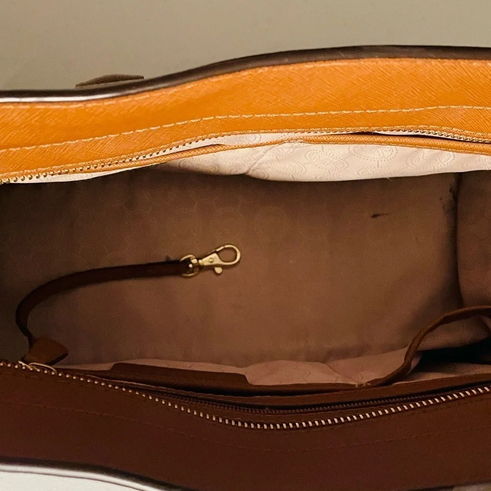 Michael Kors Tan Leather Tote Bag With Shoulder Strap and Handle